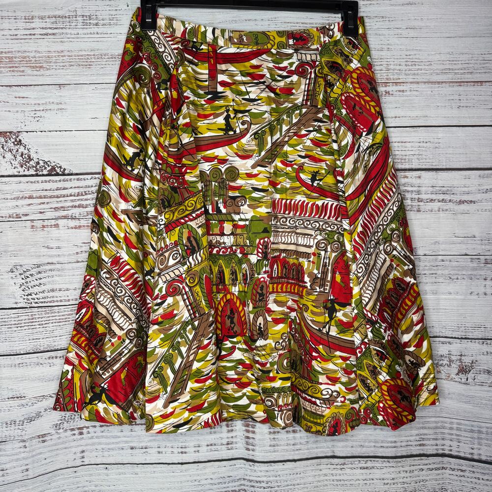 Itw by Claude Brown A-Line Skirt Size 8 Multicolor Abstract Print Cotton Stretch